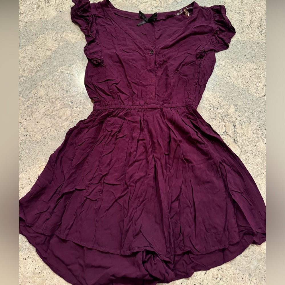 Purple Ruffle Sleeve Romper